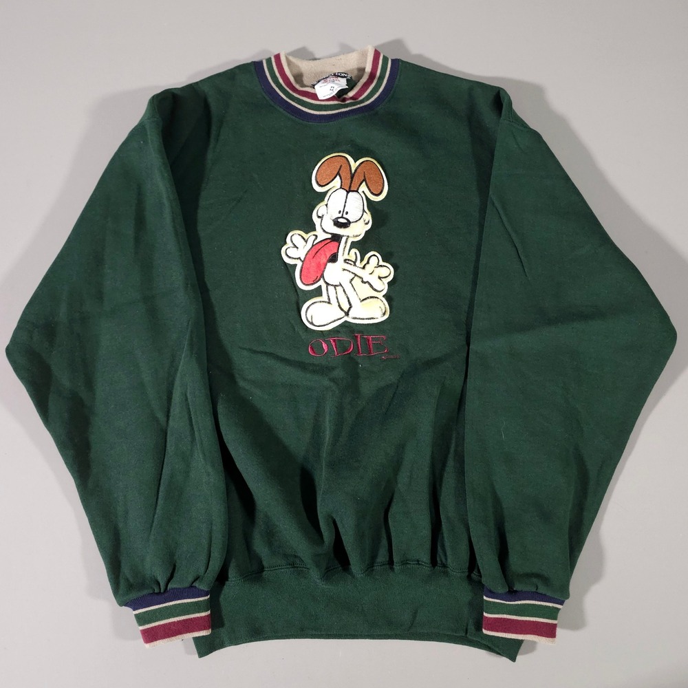 Directions Odie Sweatshirt Unisex Medium Green Vintage Garfield Character